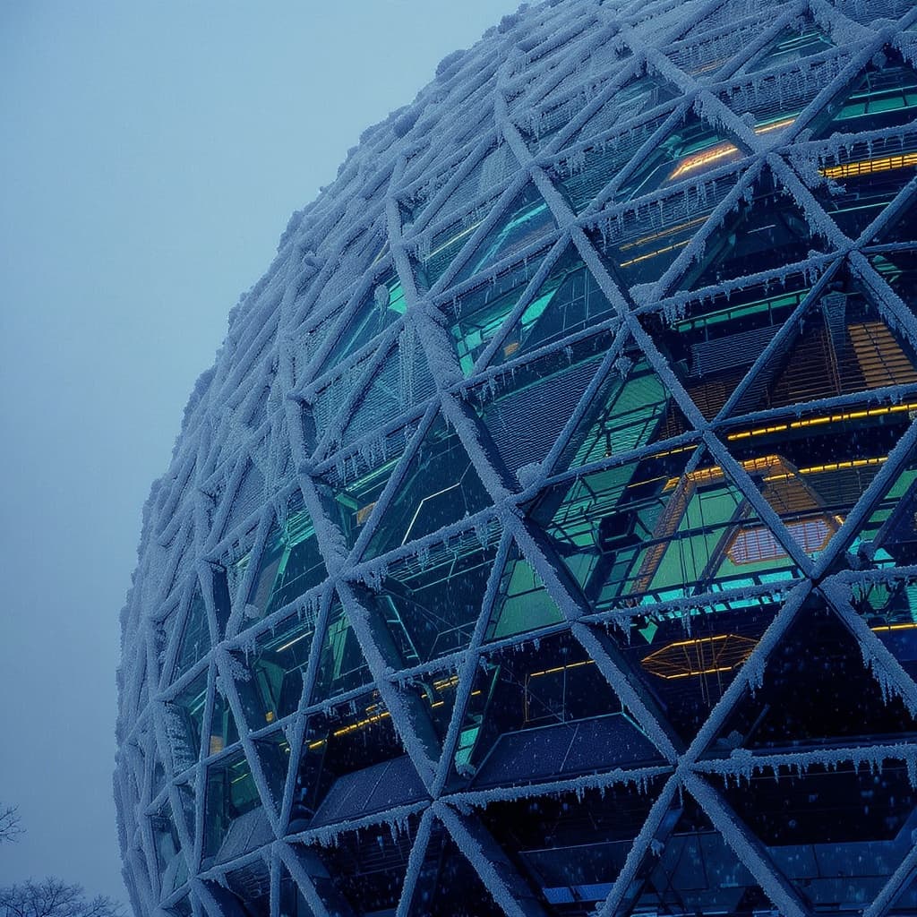 Glass dome panels with frost patterns